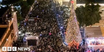Bethlehem Christmas Tree Illuminated for First Time Since Gaza Conflict
