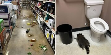 Raccoon Finds Booze Store, Indulges, and Sleeps Off Hangover in Toilet