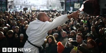 Waterskiing Santas Spread Festive Cheer Amid Controversy over Giant Meats