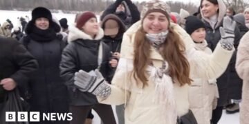 Kyiv Residents Celebrate Winter with Dance Party on Frozen River