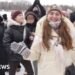 Kyiv Residents Celebrate Winter with Dance Party on Frozen River