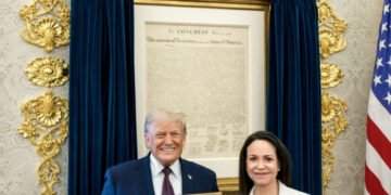 Maria Corina Machado Hosts News Conference After Gifting Nobel Medal to Trump