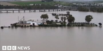 Aerial Footage Reveals Severe Flooding in Spanish Cities After Storms